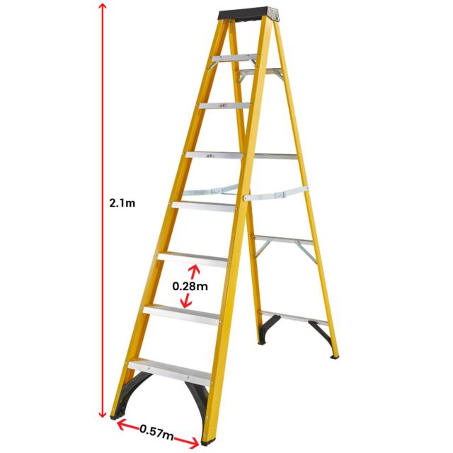 EXCEL 1657 8 TREAD FIBREGLASS LADDER EN131 2.1M HIGH