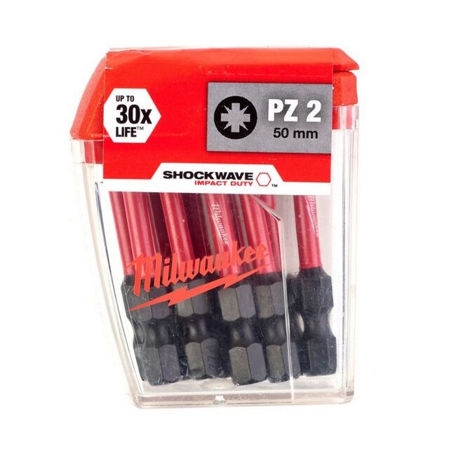 MILWAUKEE 50MM PZ2 10PK TICTAC SHOCKWAVE IMPACT BIT SET