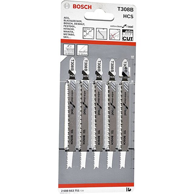 JIGSAW BLADE T308B 5 PACK 2 608 900 551