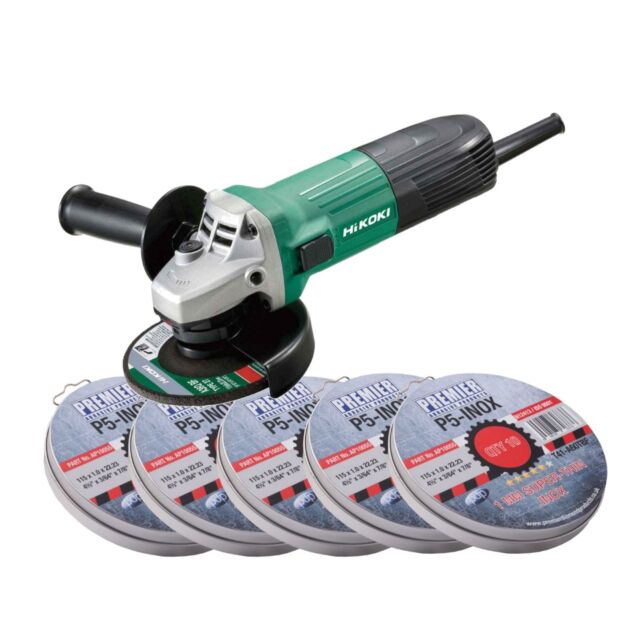 HIKOKI G12STX 115MM GRINDER 240V + 5O DISCS (5 X 10)