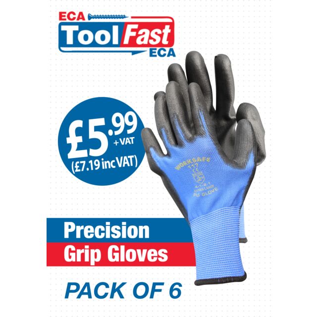 PU Glove (Blue/Black) Large 6 Pack (PRECISION)