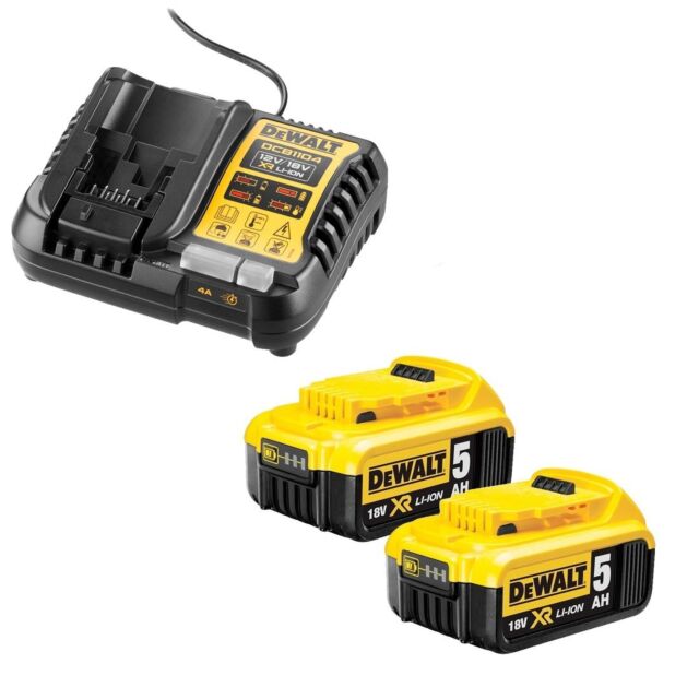 DEWALT DCB184X2/DCB1104 2X 5.0AH 18V XR LI-ION BATTERIES & CHARGER KIT