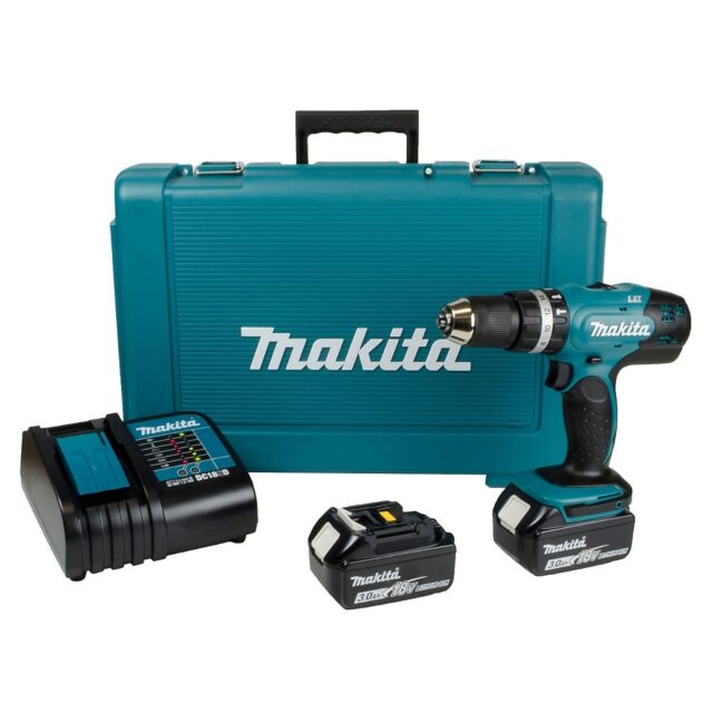 Makita DHP453 SFE 18v LXT 2 x 3.0Ah Cordless Combi Drill Kit With Charger And Case