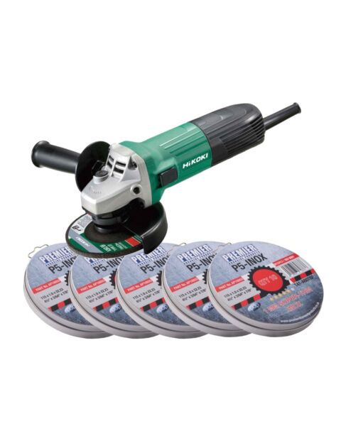 HIKOKI G12STX 115MM GRINDER 240V + 5O DISCS (5 X 10)