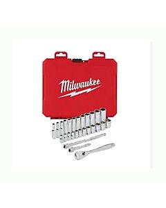 MILWAUKEE 1/4" DRIVE RATCHET AND SOCKET SET 28PC METRIC