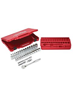 MILWAUKEE 3/8" DRIVE RATCHET AND SOCKET SET 32PC METRIC