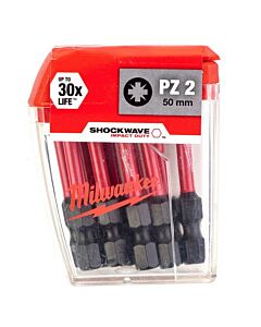 MILWAUKEE 50MM PZ2 10PK TICTAC SHOCKWAVE IMPACT BIT SET