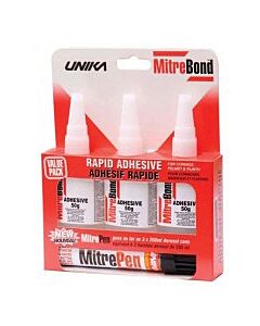 UNIKA MITREBOND TRIPLE PACK 3 X 50G GLUE + ACTIVATOR PEN