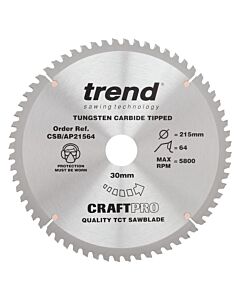 CSB/AP21564 215MM 64T 30 ALUM/PLASTIC CUT BLADE