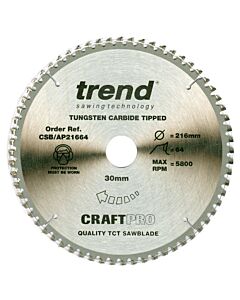 CSB/AP21664 TREND 216MM 64T 30MM BORE BLADE TRIPLE CHIP