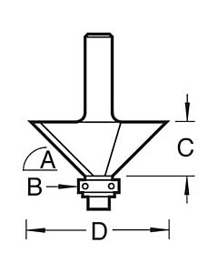 TREND C049 TC 1/4" 45 DEGREE GUIDED CHAMFER CUTTER 12.7 CUT