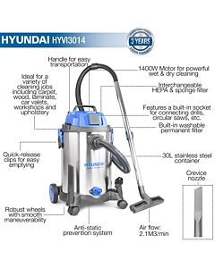 Hyundai 1400W 3-In-1 Vacuum HEPA Filtration