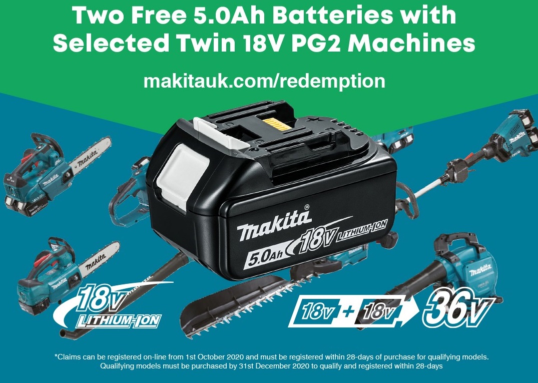 Makita DUC306PT2 - Motosega con batteria agli ioni di litio, senza fili, 18  V/36 V, 300 mm, 2 x 5 Ah